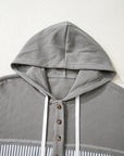 Stripe Patchwork Waffle Knit Long Sleeve Hooded Top