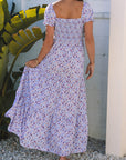 Floral Bubble Sleeve Maxi Dress