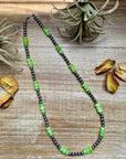 Jade Dye Green & Sterling Silver Pearl Necklace – 21 ¾” Plus Extender