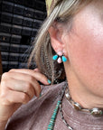 Stud Earrings – Kingman Turquoise & Pink Conch (Stamped Marcella James)