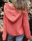 Sariah Cable Knit Drawstring Hooded Sweater