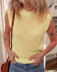 Hollowed Knit Sleeveless Sweater Top