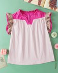 Maci Ruffled Sleeve Frill V Neck Blouse
