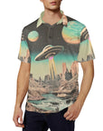 Baha Ranch Retro Pop Western Space Cowboy Polo Shirt