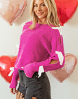 Bow Knot Round Neck Loose Sweater