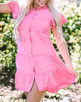 Kylee Ruffle Sleeve Tiered Chambray Dress