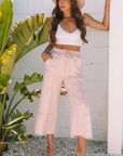 Gabriella Mineral Washed Terry Knit Cropped Wide Leg Pants
