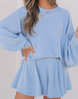 Corded Top and Ruffle Mini Skirt Set