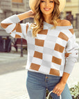 Liliana Checkered Ribbed Sweater