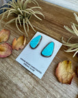 Kingman Turquoise Earrings – Sterling Silver – Handmade by Donovan Nez, Navajo Artist