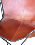 Genuine Leather Butterfly Chair Folding Lounge Modern Sling Accent Seat