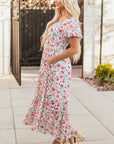 Molly Floral Square Neck Empire Waist Tiered Maxi Dress