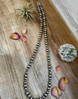 34 inch Necklace - 8-10 mm & 5 mm saucer Sterling Silver Pearls