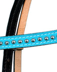 Western Horse Headstall Tack Bridle American Leather Turquoise Hilason