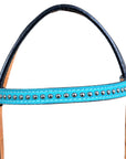 Western Horse Headstall Tack Bridle American Leather Turquoise Hilason