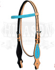 Western Horse Headstall Tack Bridle American Leather Turquoise Hilason