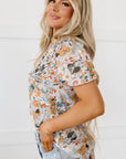 Milena Split V Neck Puff Sleeve Flower Print Blouse