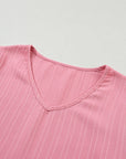 Capri Ruffled Half Sleeve V Neck Textured Top