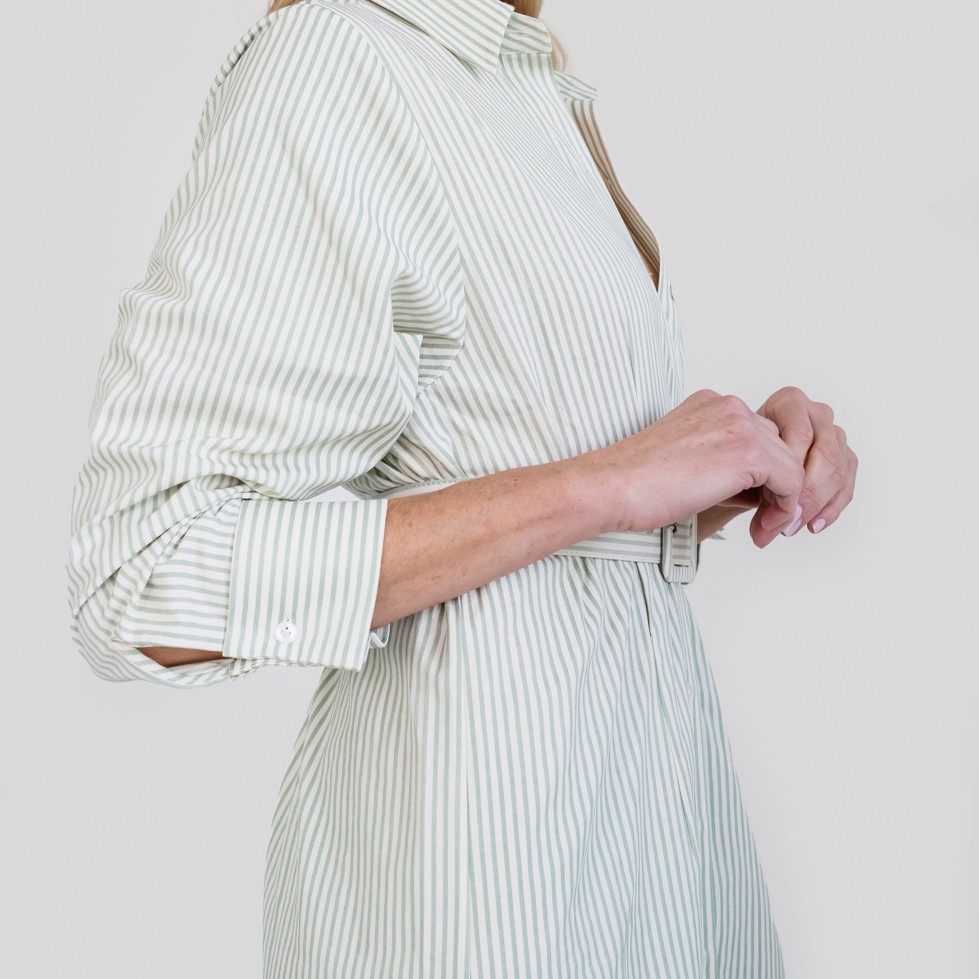 MASON'S DAUGHTER Miller Dress, Seafoam and Ivory Striped