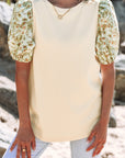 Floral Patchwork Bubble Sleeve Top
