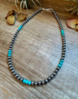 Sterling Silver Pearl & Blue Turquoise Necklace – 19"