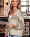 Amara Striped Knit Bow Tie Front Sweater Cardigan