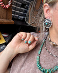 Large Concho Stud Earrings – Turquoise & Sterling Silver