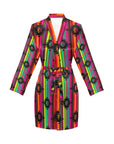 Neon Aztec Women's Long Sleeve Belted Satin Feel Dressing Lounge Robe