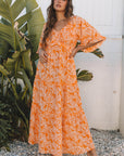 Eileen Floral V Neck Wide Sleeve Maxi Dress