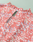 Jamie Plus Size Floral Print Ruffled Sleeve Frilled Neck Blouse