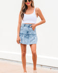 Avani Bubble Hem Denim Mini Skirt
