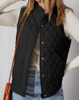 Quilted Zip-Up Snap Button Pocketed Vest