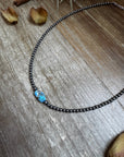 Golden Hill Turquoise Choker – Sterling Silver Pearls