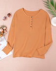 Camila Waffle Knit Henley Top