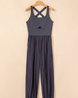 Avianna Back Crossed Straps Hollow Out Jogger Jumpsuit
