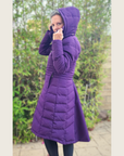 Deep Purple Duck Down Riding Coat with velvet collar