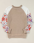 Bailey Patchwork Long Sleeve Ribbed Blouse