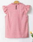 Marlowe Polka Dots Ruffle Flutter Sleeve Frilled Neck Blouse