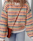 Stripe Dotty Knit Drop Shoulder Sweater
