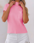 Ribbed Knit Short Sleeve Sweater
