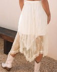 Aliza Lace Cascading Tiered High Waist Maxi Skirt