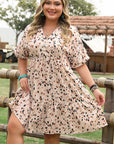 Leila Plus Size Cuffed Sleeve Empire Waist Dress