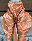 35X35" Solid Peach Wild Rag / Scarf - Leather Slide and Bolo Tie