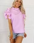 Kori Scalloped Ruffle Sleeve Top