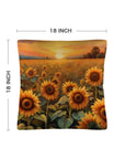 Sunflower Field Throw Pillow Case Made in America