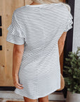 Stripe Ruffle Sleeve T-Shirt Dress
