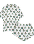 Turquoise Squash Blossom Satin Ruffle Pajama Set