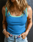 Colorblock Edge Ribbed Tank Top
