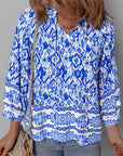 Boho Tied Neck 3/4 Sleeve Blouse