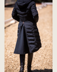 Black Duck Down Riding Coat with Velvet Collar